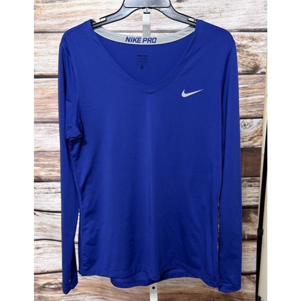 Nike Pro Dri-Fit Long Sleeve Shirt Women's Blue Size XL Excellent